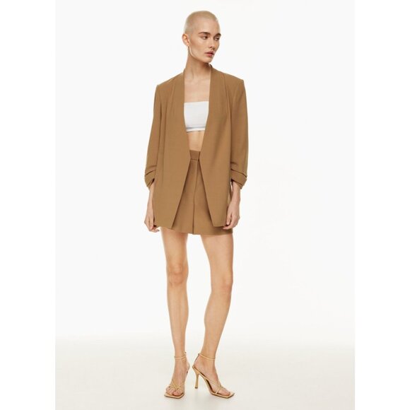 Aritzia BABATON Power Hip Taupe Grey Crepe Open Blazer Jacket, Size 2 - Picture 12 of 16